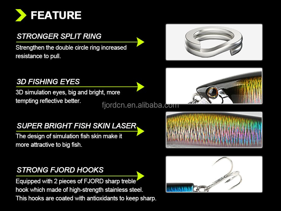 FJORD Wholesale 3d Eyes Minnow Lures 17g 100mm Sinking Lure with Spring System for Super Long Casting Lure detail 4