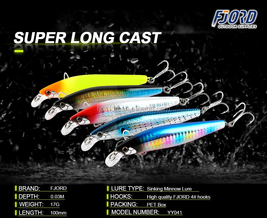 FJORD Wholesale 3d Eyes Minnow Lures 17g 100mm Sinking Lure with Spring System for Super Long Casting Lure detail 8