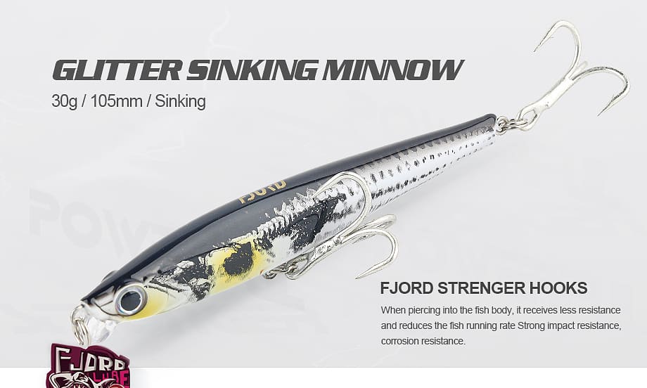 FJORD 105mm Fishing Lure 30g Glowing Pencil Lure Sinikng Minnow Lure for Long Casting detail 2