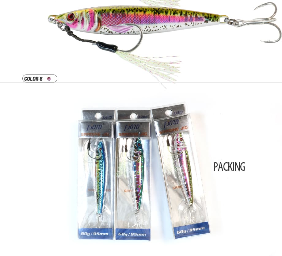 FJORD Metal Fishing Lure Jig Metal 20g 40g 60g 65mm 79mm 95mm Jigging Lure Fishing Lure Bait detail 1