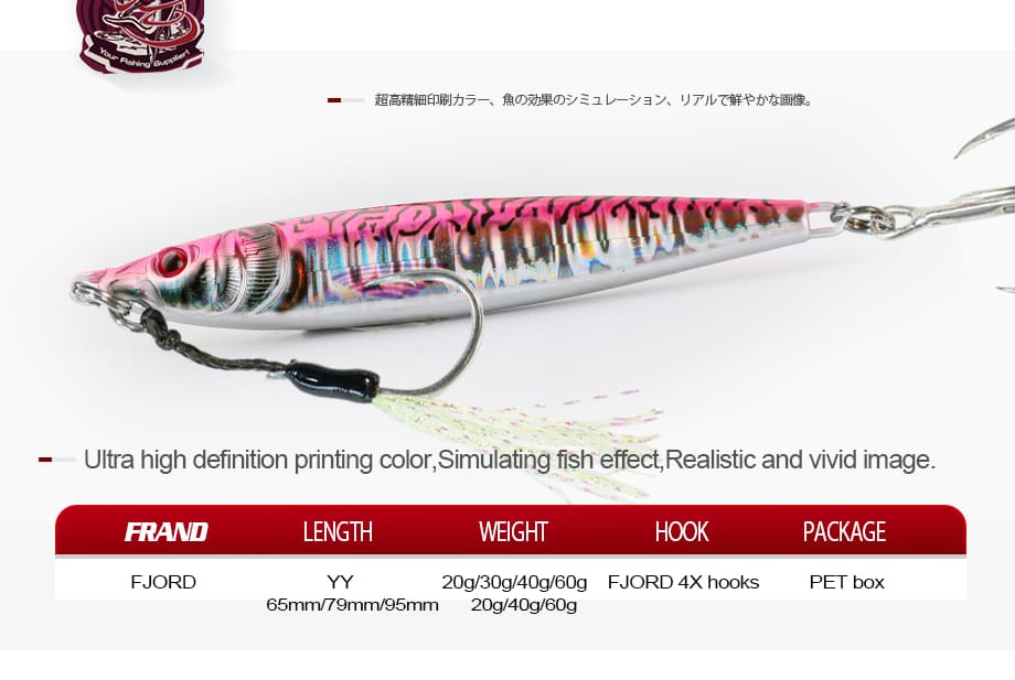 FJORD Metal Fishing Lure Jig Metal 20g 40g 60g 65mm 79mm 95mm Jigging Lure Fishing Lure Bait detail 3