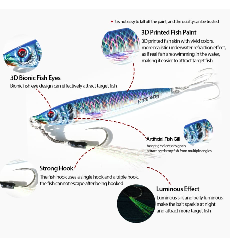FJORD Metal Fishing Lure Jig Metal 20g 40g 60g 65mm 79mm 95mm Jigging Lure Fishing Lure Bait detail 7