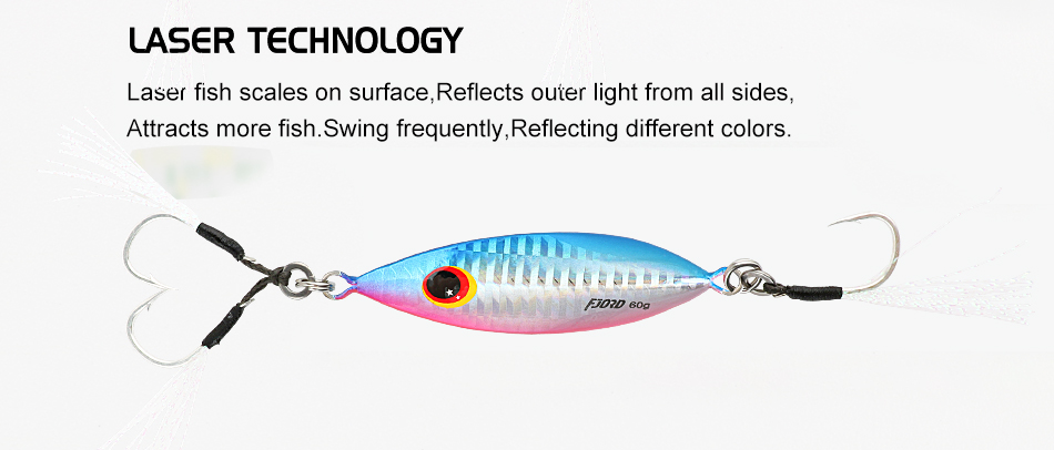 FJORD  Wholesale 30g 40g 60g Slow Pitch Jigs Lead Fishing Jig Glowing Lure Metal Lure Jig for Boat Fishing detail 1