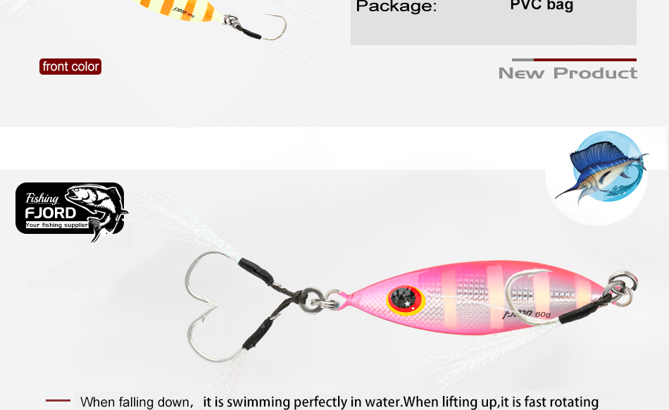 FJORD  Wholesale 30g 40g 60g Slow Pitch Jigs Lead Fishing Jig Glowing Lure Metal Lure Jig for Boat Fishing detail 5
