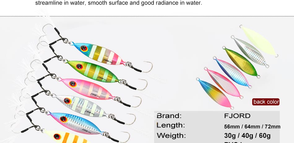 FJORD  Wholesale 30g 40g 60g Slow Pitch Jigs Lead Fishing Jig Glowing Lure Metal Lure Jig for Boat Fishing detail 6