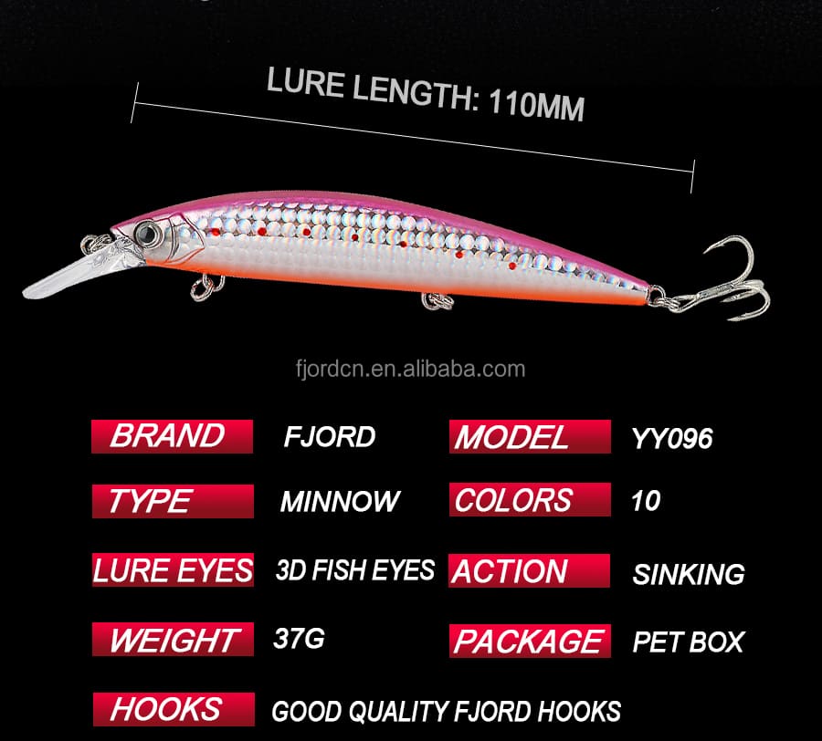 FJORD Plant 2023 New Products Stock 37 Grams Sinking Minnow Lure Blank 3d Eyes Hard Plastic Minnows detail 11