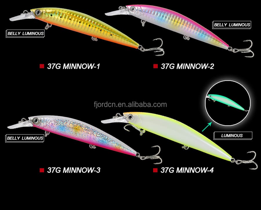 FJORD Plant 2023 New Products Stock 37 Grams Sinking Minnow Lure Blank 3d Eyes Hard Plastic Minnows detail 7