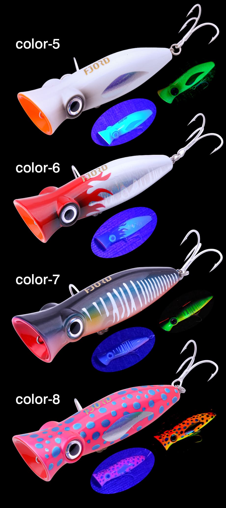 FJORD Lures ABS Plastic Popper Saltwater Freshwater River/Lake 14g 80mm Floating Artificial Bait for Freshwater Fish Zander detail 12