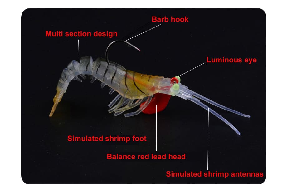 FJORD Artificial Soft Bait Shrimp Lure Luminous Lead Jig Hook 6.5g/12.5g/17g for Freshwater Casting River Lake Stream Fishing detail 1