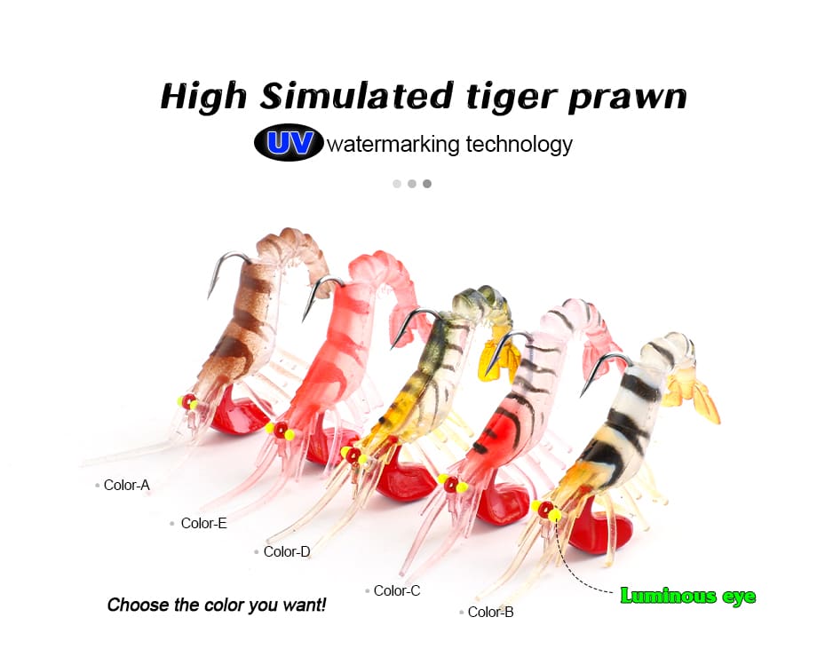 FJORD Artificial Soft Bait Shrimp Lure Luminous Lead Jig Hook 6.5g/12.5g/17g for Freshwater Casting River Lake Stream Fishing detail 6
