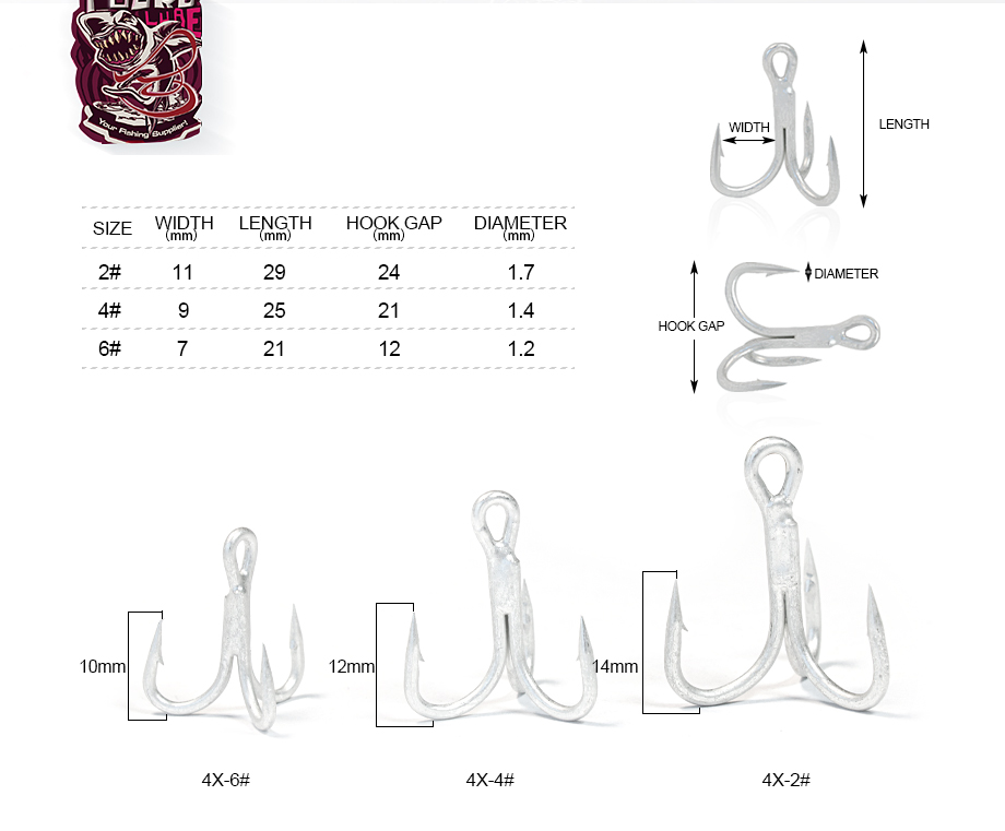 FJORD Factory Saltwater Hooks 4X Strengthen 2# 4# 6# Treble Assist Hooks Fishing Carbon Steel Shark Tuna Target River Position detail 8