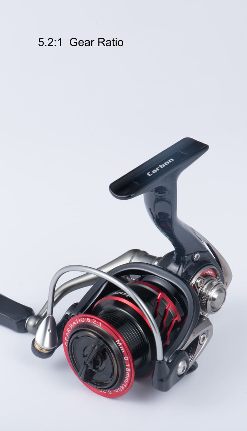 FJORD Spinning Reel Saltwater 9+1BB Carbon Fibre Double Cups Wheel Fake Bait Stream River Lake Right Hand 8-15kg Drag 5.2:1 Gear detail 5