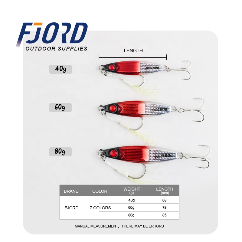 FJORD Fishing Lures Jig 40g 60g 80g Fishing Rattle Metal Jigs Lure Glow Jigging Lure detail 3