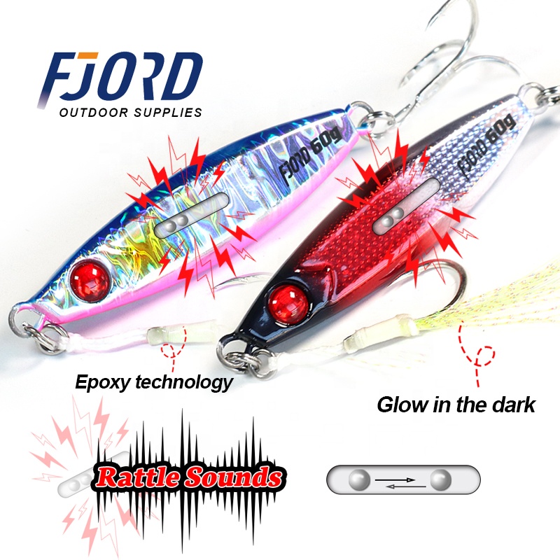 FJORD Jig Lures 40g 60g 80g Jig Metal Lures Rattle Fishing Lure Jig Metal Saltwater