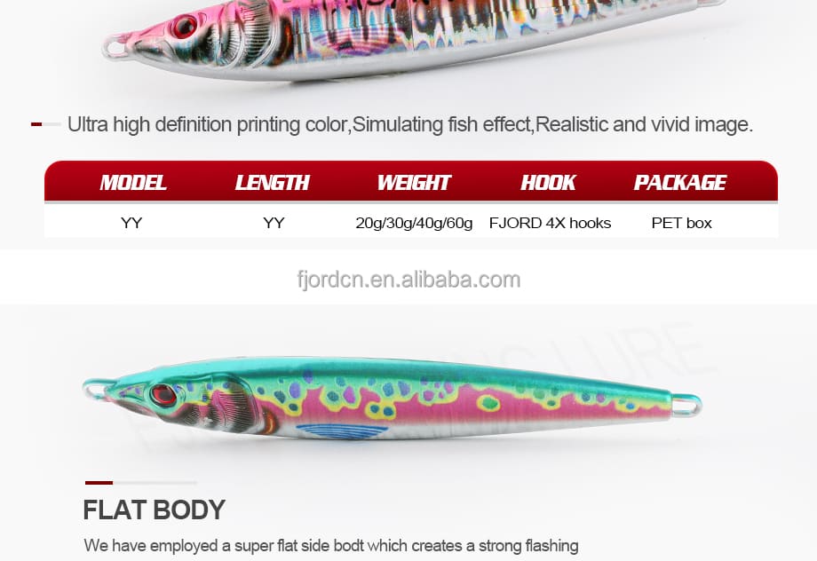 FJORD New Fishing Jigs 3D Printing Saltwater Jigging Lure 20G 40G 60G Glow Metal Jig Lure detail 6