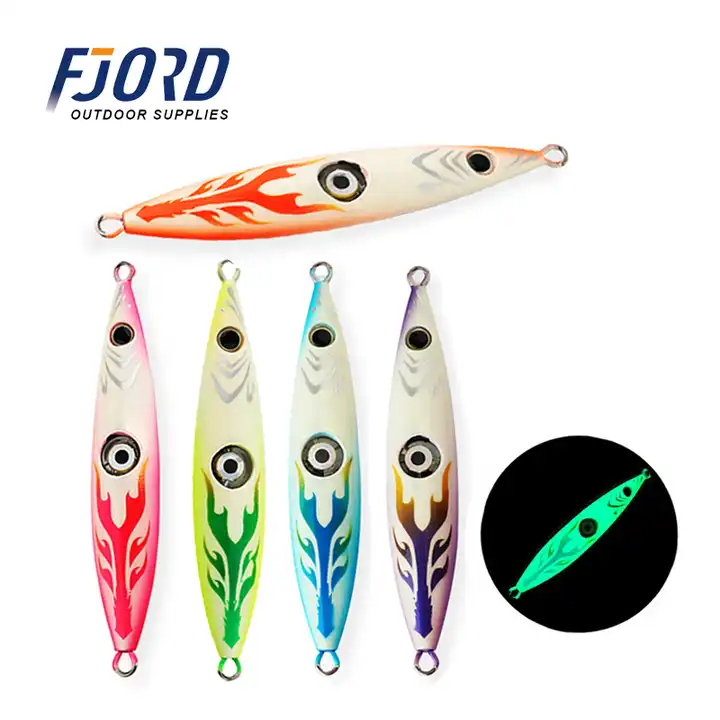 FJORD OEM Fishing Lures Jigs 200g Saltwater Heavy Jig with LED Light Full Glow Jig Lures