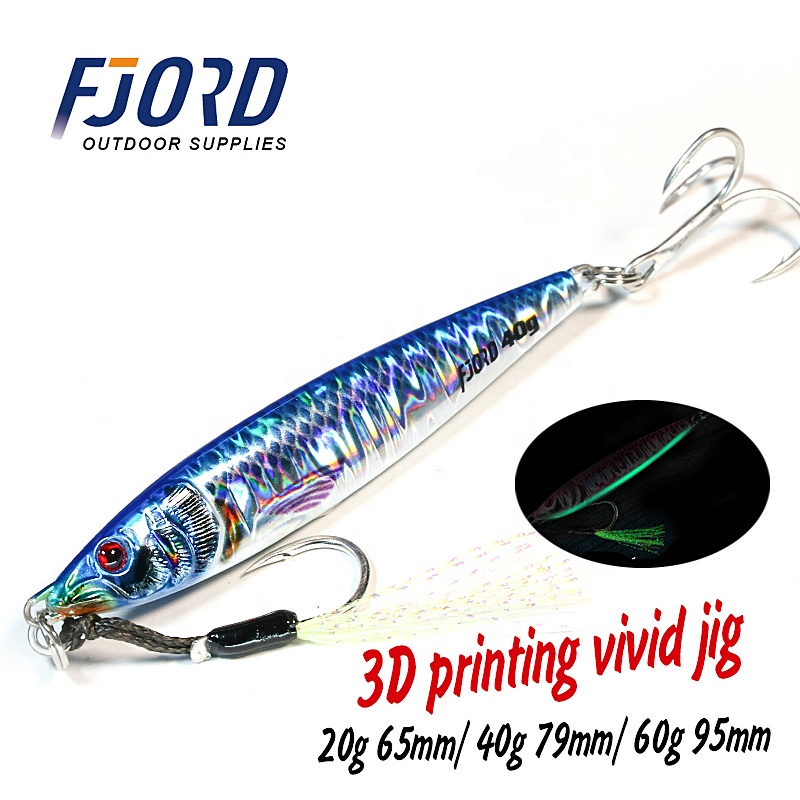FJORD High Quality Stock 20g 40g 60g Jigging Lure Saltwater Metal Jig for Long Casting 3D Color Jigs detail 1