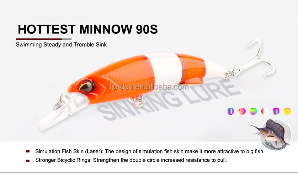 FJORD Customization 90mm 40g Minnow Big Game Lures Sinking Lure Minnow 40g 90mm Casting Fishing Lure Bait Hard Saltw detail 1