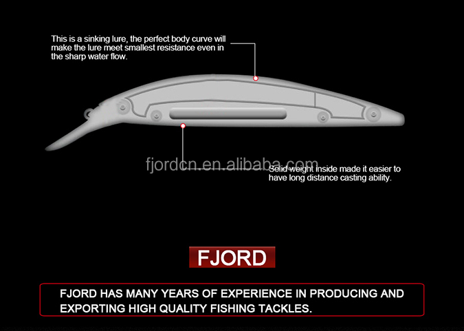 FJORD China Brand Supply 37g/110mm Hard Minnow Sinking Fishing Lures Sea Bass Lure for Fishing detail 1