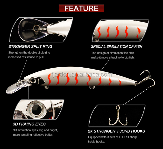 FJORD China Brand Supply 37g/110mm Hard Minnow Sinking Fishing Lures Sea Bass Lure for Fishing detail 3
