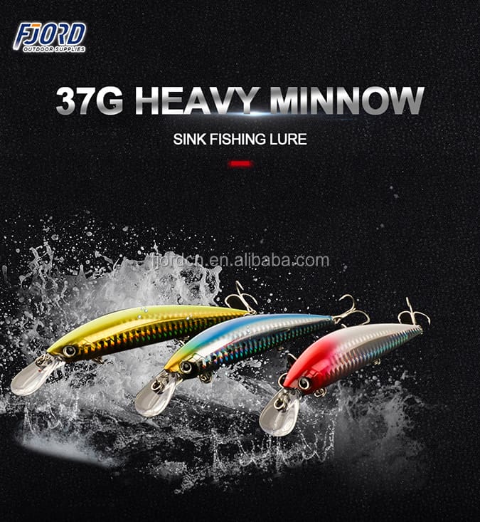 FJORD China Brand Supply 37g/110mm Hard Minnow Sinking Fishing Lures Sea Bass Lure for Fishing detail 4