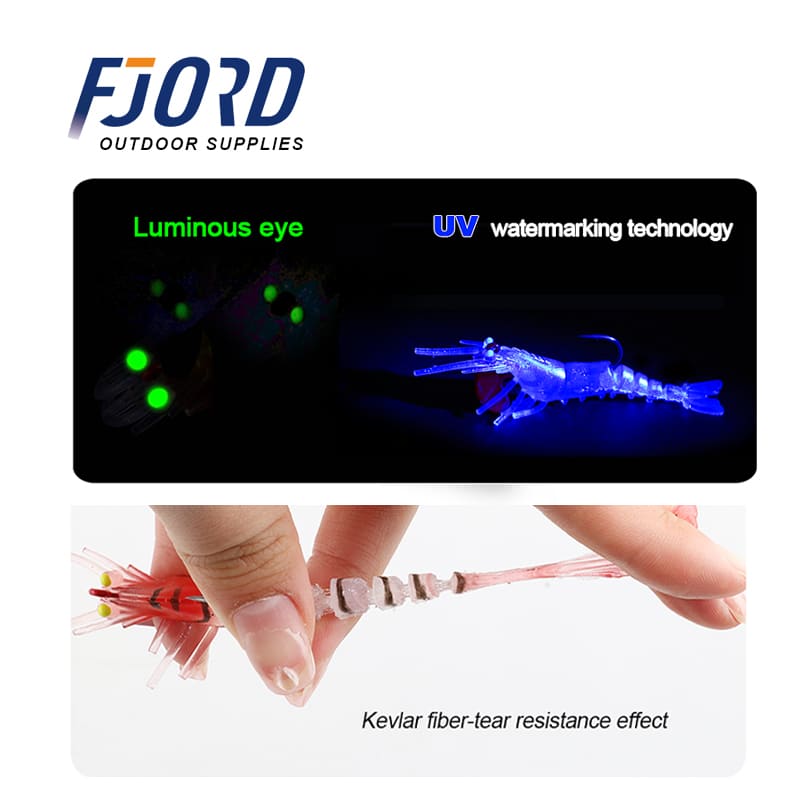 FJORD OEM Artificial Fishing Lure 6.5G/1.5G/17G Shrimp Lure with UV Effect Soft Shrimp Bait Jumping Shrimp detail 2