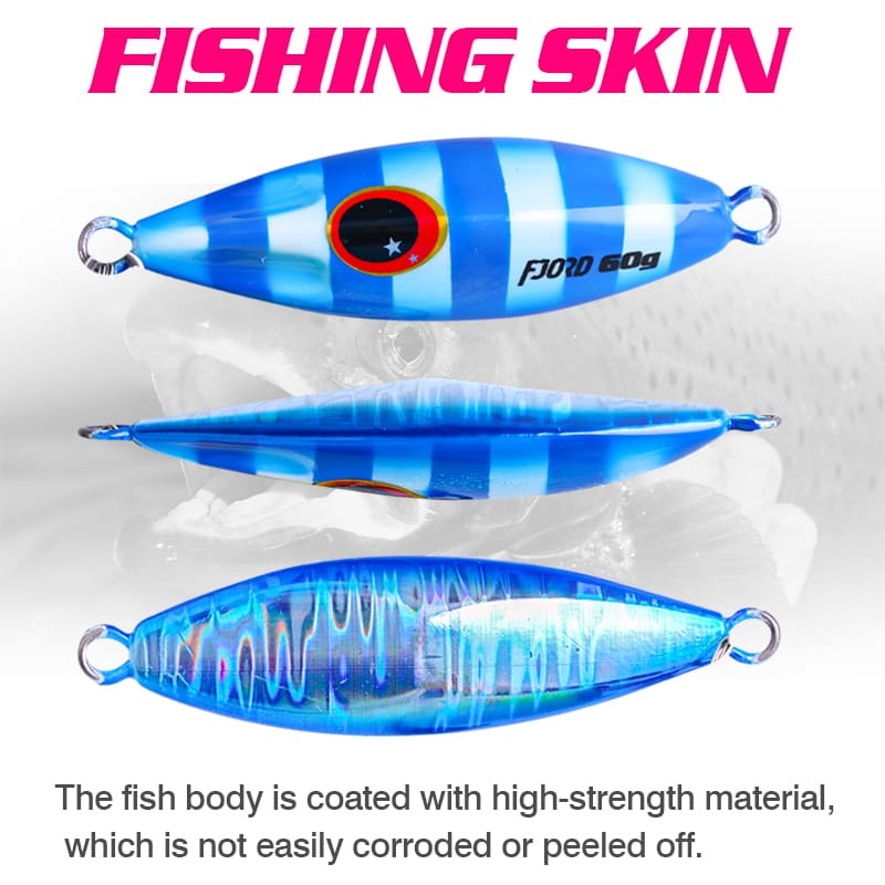 FJORD Glowing at Night Jig Lures Metal 30g 40g 60g Saltwater Jig Fishing Lure with Double Hooks detail 3