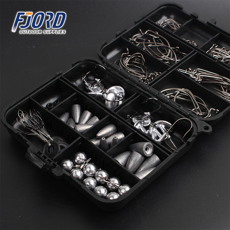 FJORD OEM Fishing Kit 132 Pcs Fishing Carp Tools Box with Hooks Lead Sinkers Space Beans Snappers Swivels