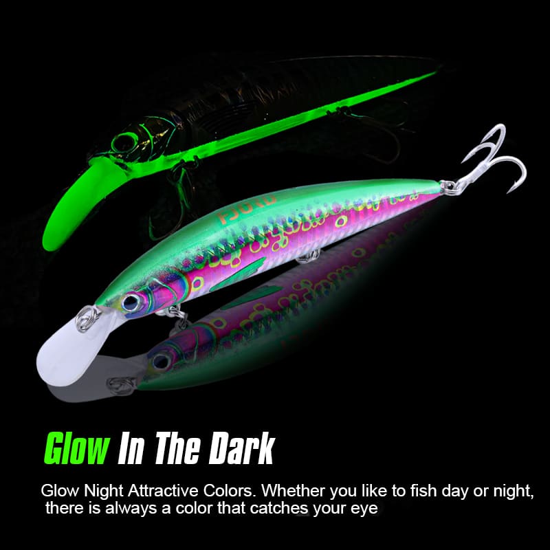 FJORD New 3D Printing Lure 37g 110mm Glowing Minnow Lure Sinking Minnow Sea Bass Lures detail 7