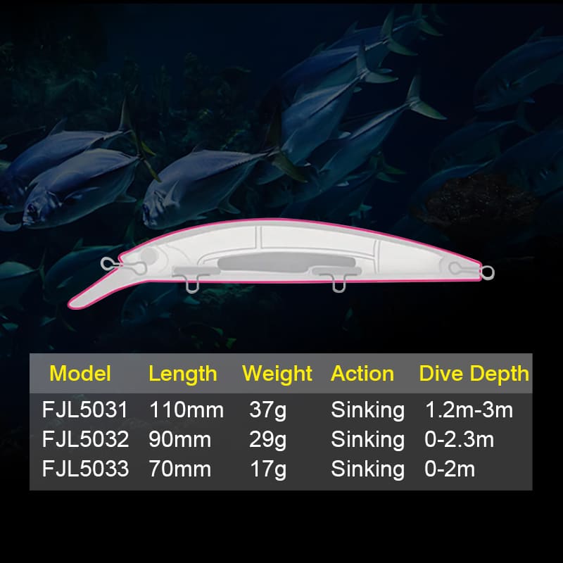 FJORD New 3D Printing Lure 37g 110mm Glowing Minnow Lure Sinking Minnow Sea Bass Lures detail 8