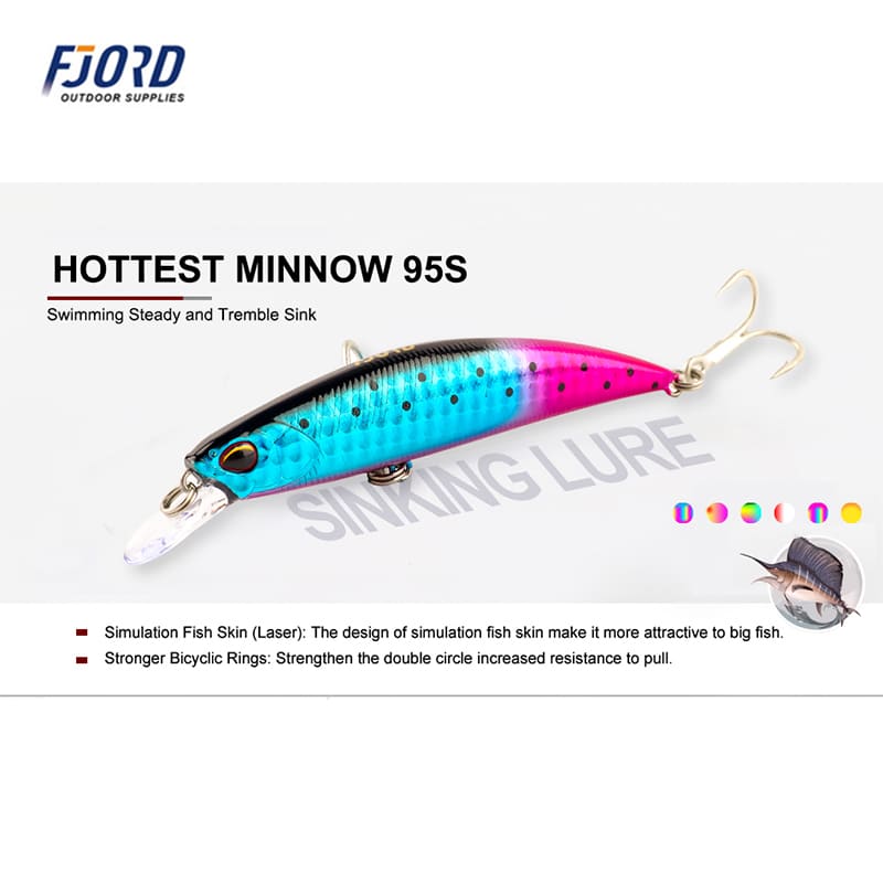FJORD Fishing Lures Minnow Custom 22g 95mm Sinking Lure Minnow Pesca Fishing Lures Hard Bait detail 3
