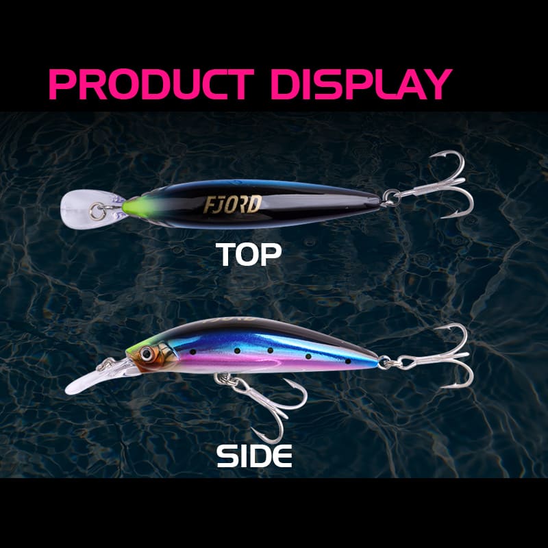 FJORD 17g 70mm Long 3D Colors New Wholesale Saltwater Sinking Minnow Lures Glowing for Pike in River Lake Stream ABS Plastic detail 3