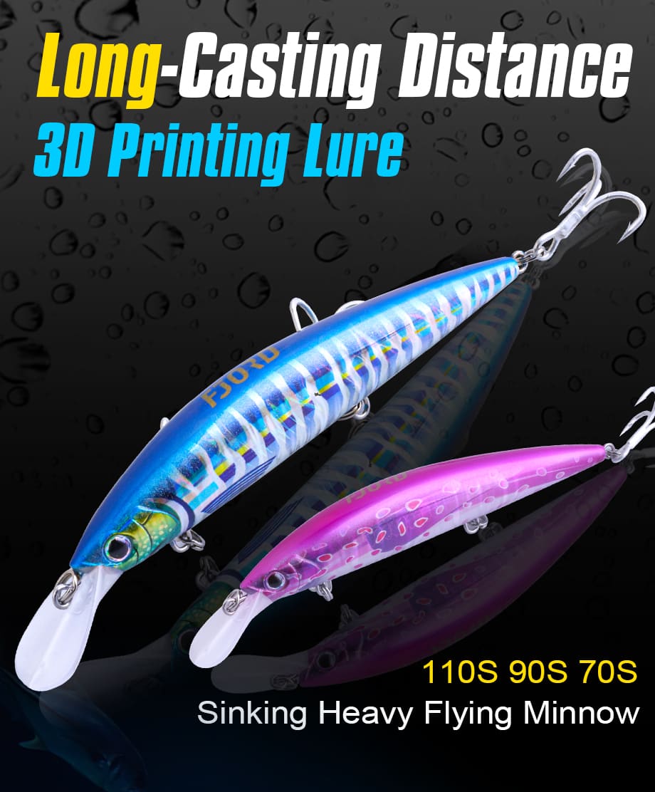 FJORD Lures Fishing Sinking Minnow Lure 17g 70mm 3D Printing Color Luminous Fishing Lures detail 1