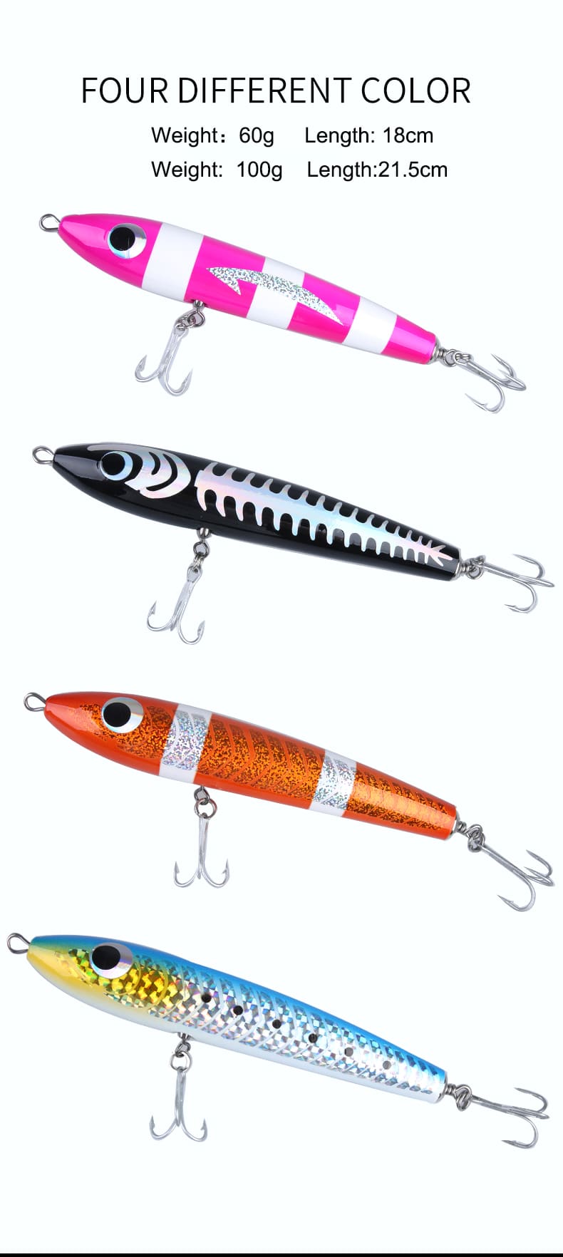 FJORD High Quality 60g 100g Wood Pencil Lure Long Casting Topwater Fishing Lure Sea Lures for Saltwater Fishing detail 10