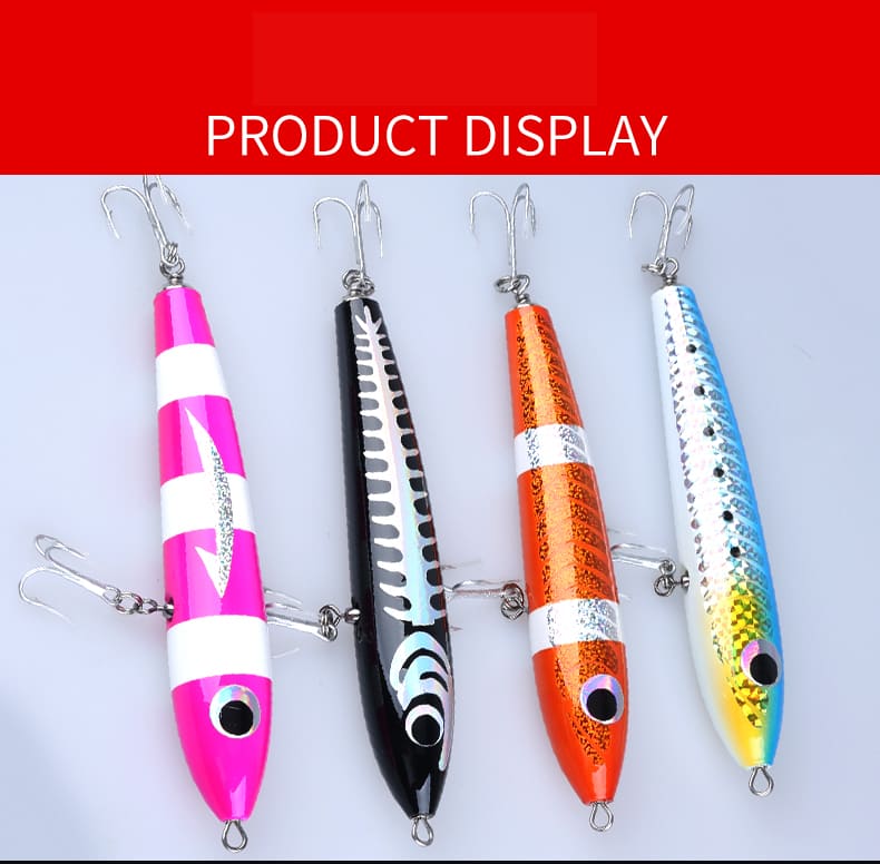 FJORD High Quality 60g 100g Wood Pencil Lure Long Casting Topwater Fishing Lure Sea Lures for Saltwater Fishing detail 4