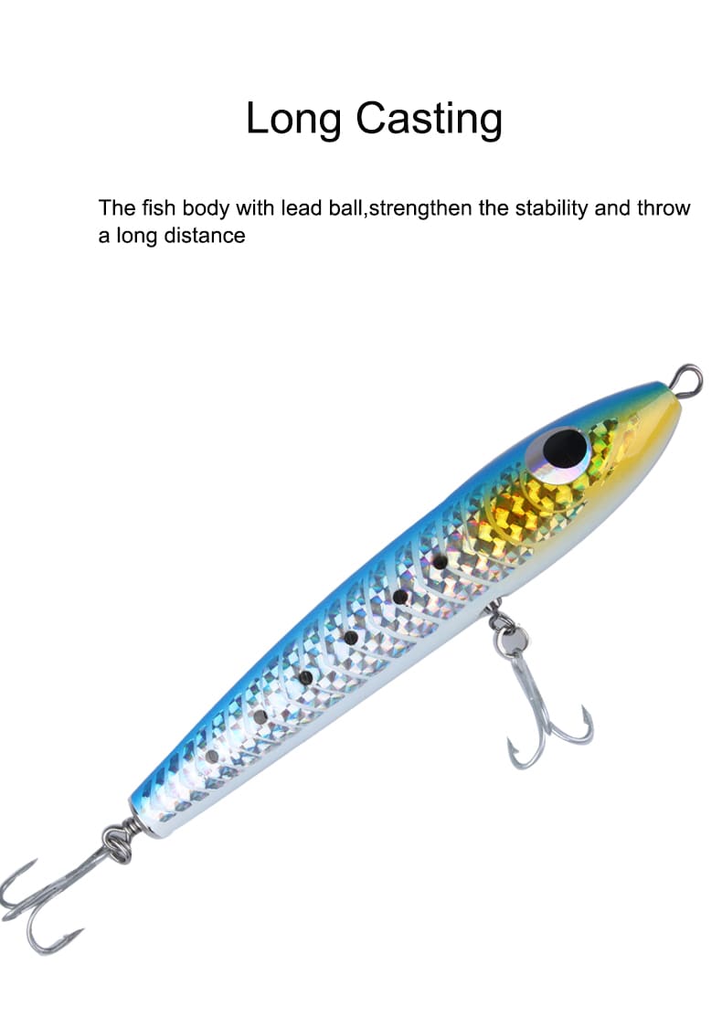 FJORD High Quality 60g 100g Wood Pencil Lure Long Casting Topwater Fishing Lure Sea Lures for Saltwater Fishing detail 8