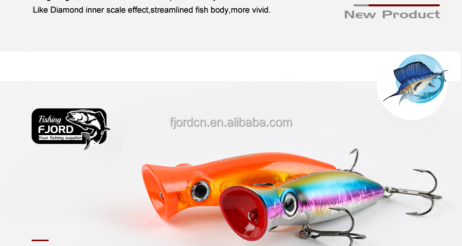 FJORD OEM Mini Fishing Surface Popper Lure 14g 80mm Salt Sea Popper Lure Fishing Hard Plastic Bait detail 5