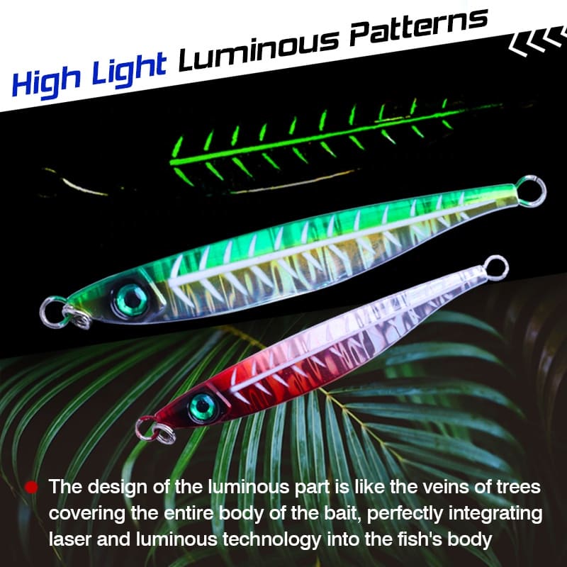 FJORD Customized 40g 60g 80g Glowing Metal Slice Jig UV Fishing Jigs for Slow Pitch River Lake Stream & Saltwater detail 2