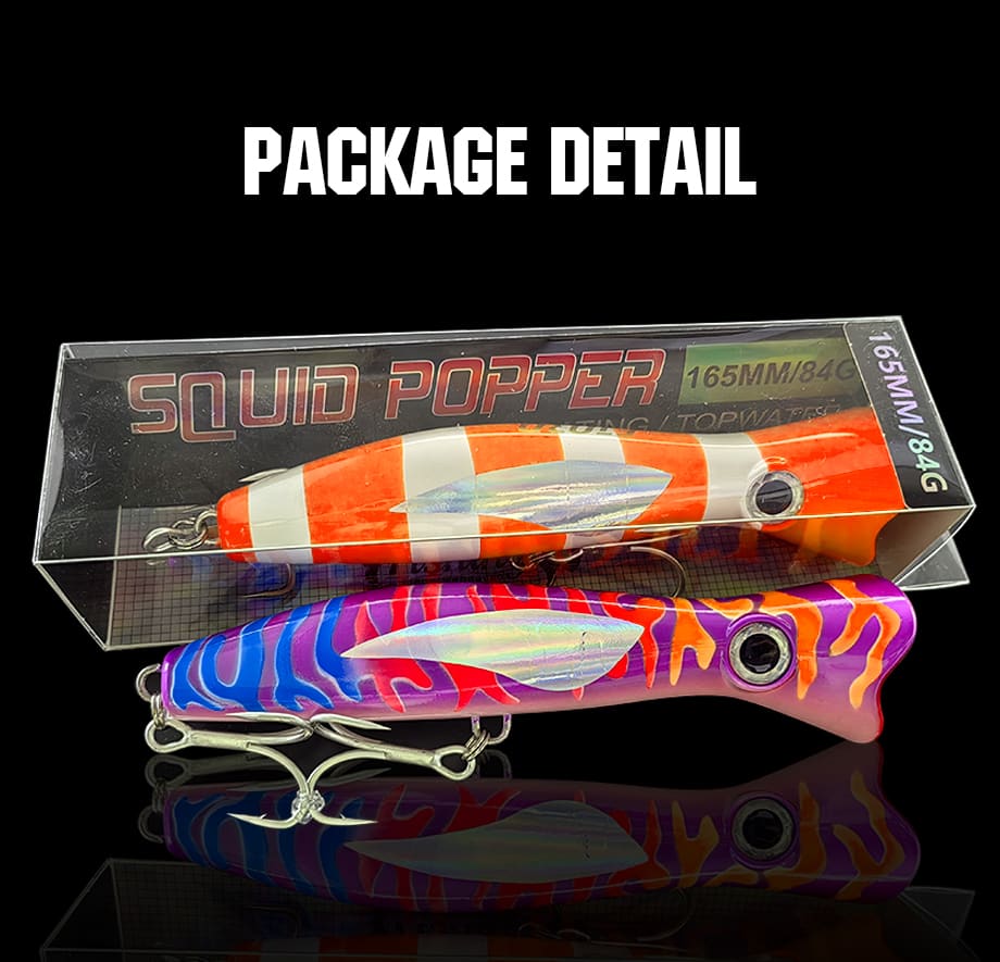 FJORD OEM Floating ABS Plastic Fishing Lure Big Popper 82g 165mm Bass Top Water Saltwater Lure for Zander and Salmon detail 4