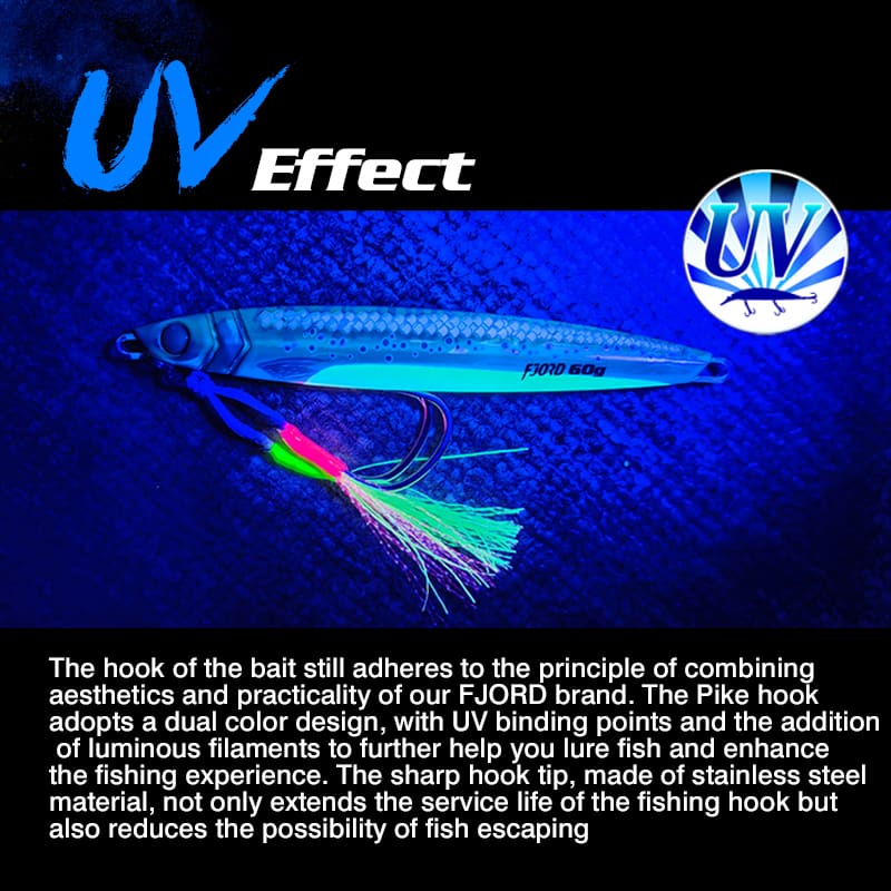 FJORD New 3D Printing Color Hard Bait Fishing Jig Saltwater Lures UV Effect Glowing Metal Jigs River Lake Stream Sea Fishing detail 7