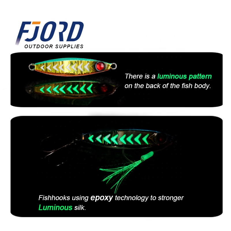 FJORD 40G 60G 80G Jigging Lure Saltwater Fishing Lures for Sea Fishing UV Light Metal Jigs detail 5