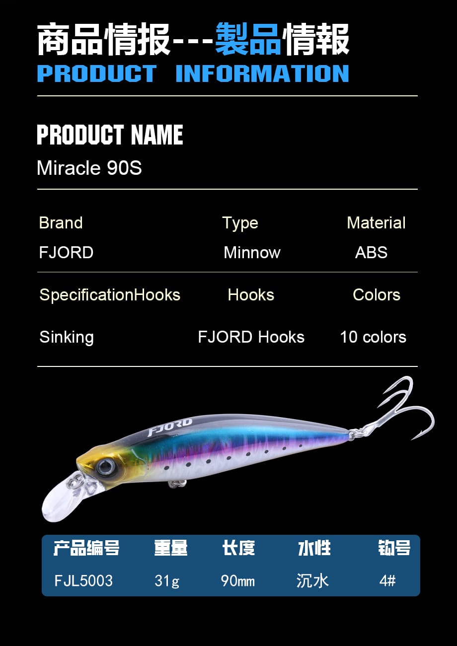 FJORD 90mm Hard Body Fishing Lures31g Japan Plastic Fishing Lure Hard Jerkbait Freshwa Saltwater Topwater Hard Lerrue detail 2