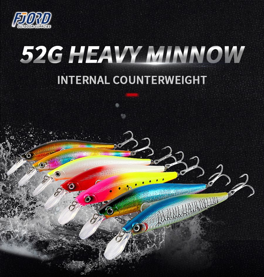FJORD New Colors OEM 52g 130MM Hard Lure Minnow Trolling Lures Sinking Plastic Saltwater Minnow Fishing Lures detail 1