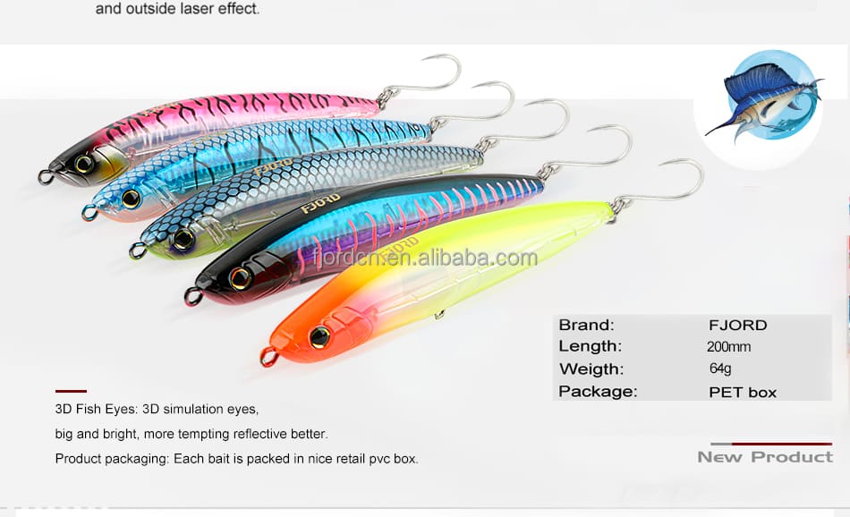 FJORD Customized Pencil Lure  64g 200mm Floating Fishing Lure Swimbait Topwater Hard Lures for Saltwater detail 7