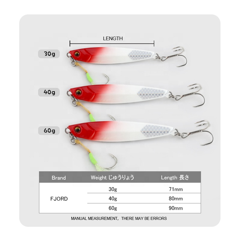 FJORD Luminous Jig 30G 40G 60G Metal Lure Saltwater Jig for Long Casting Slow Pitch Jigs detail 5