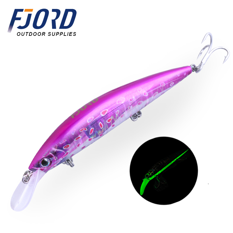 FJORD 3D Printing Customized 110mm 37g Bass Fishing Lures Glow Body Heavy Sinking Minnow Lures for Saltwater