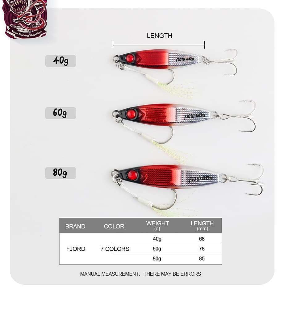 FJORD Wholesale Jigging Lure 40G 60G 80G Saltwater Fishing Lures for Long Casting UV Fishing Jigs Glowing Lures detail 12