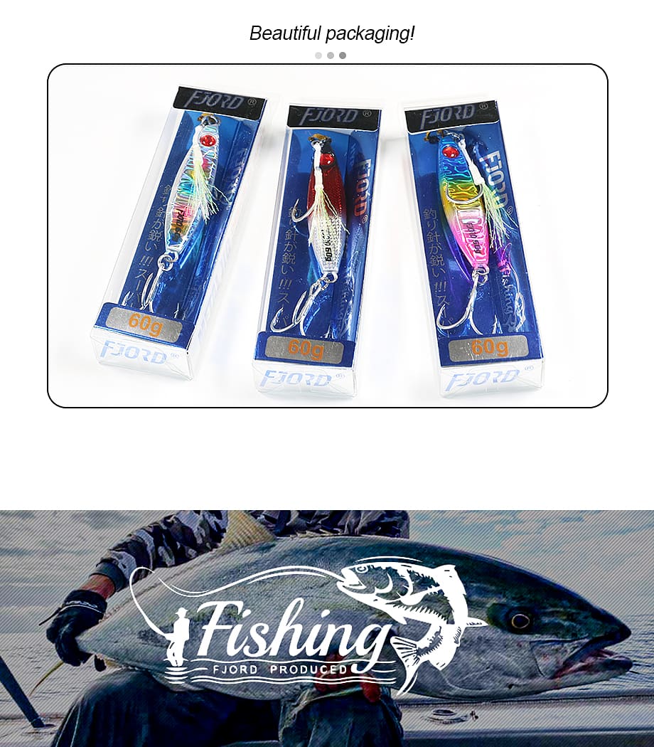 FJORD Wholesale Jigging Lure 40G 60G 80G Saltwater Fishing Lures for Long Casting UV Fishing Jigs Glowing Lures detail 2