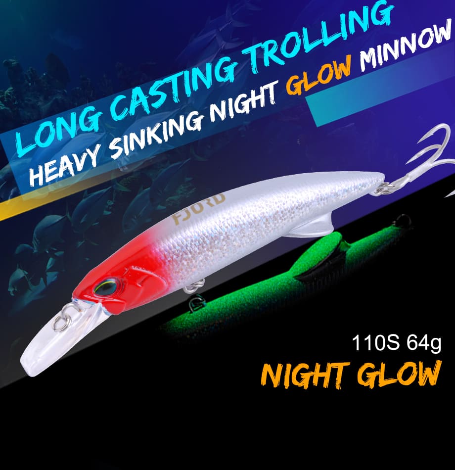 FJORD Customized Fishing  Lures 110mm Sinking Minnow 64g Tuna Lure Glow Shad Fishing Lures Saltwater Trolling detail 6