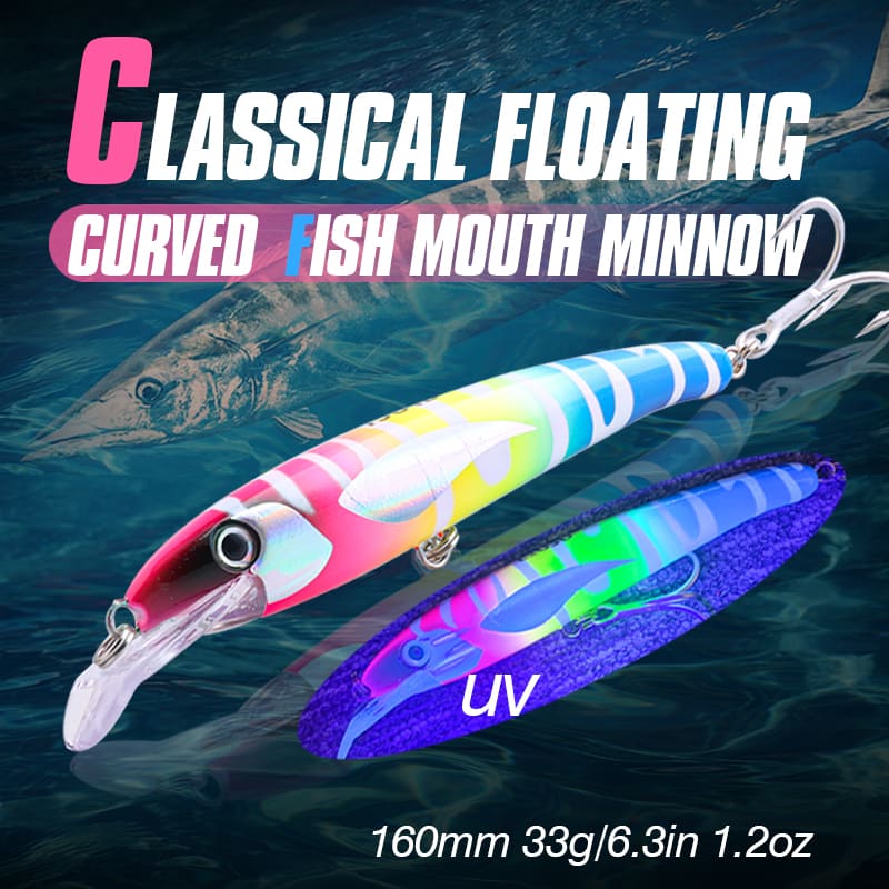 FJORD New 160mm Floating Minnow Lure 33g Deep Trolling Lure with Glow UV Effect for Saltwater Salmon Bream ABS River Lake Stream detail 1